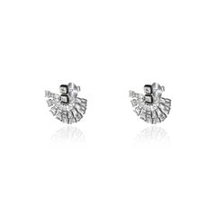 Kamyen, Enamel Fan Emerald Cut Earring