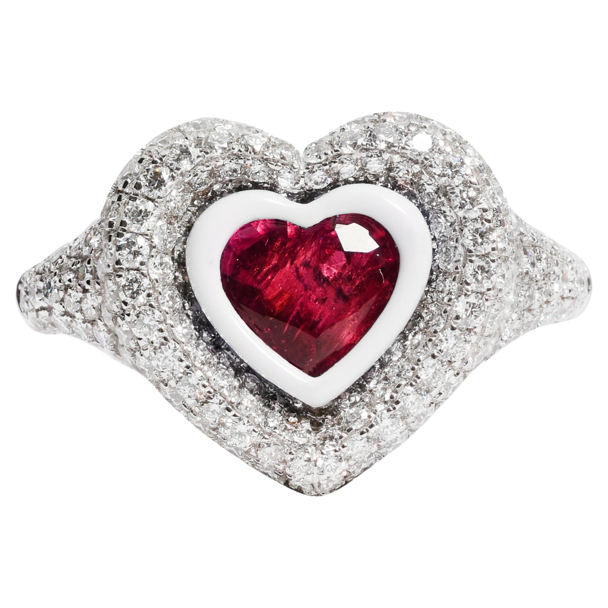 Kamyen, Heart Pinky Ring, Emerald/Ruby/Tanzanite Heart Cut, Fashion Ring