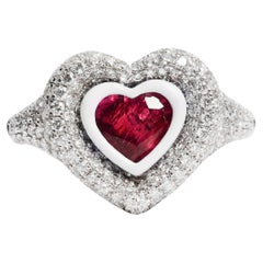 Kamyen, Heart Pinky Ring, Ruby Heart Cut, Fashion Ring