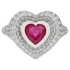 Kamyen, Anello da mignolo con cuore, rubino taglio cuore, anello moda
