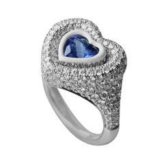 Kamyen, Heart Pinky Ring, Tanzanite Heart Cut, Fashion Ring 18K Gold