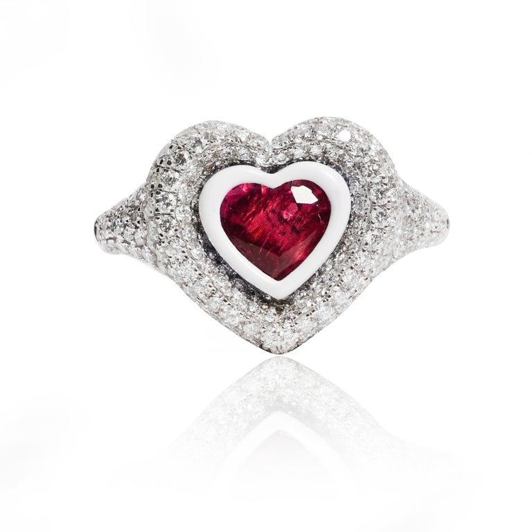 For Sale:  Kamyen, Heart Pinky Ring, Tanzanite Heart Cut, Fashion Ring 18K Gold 3