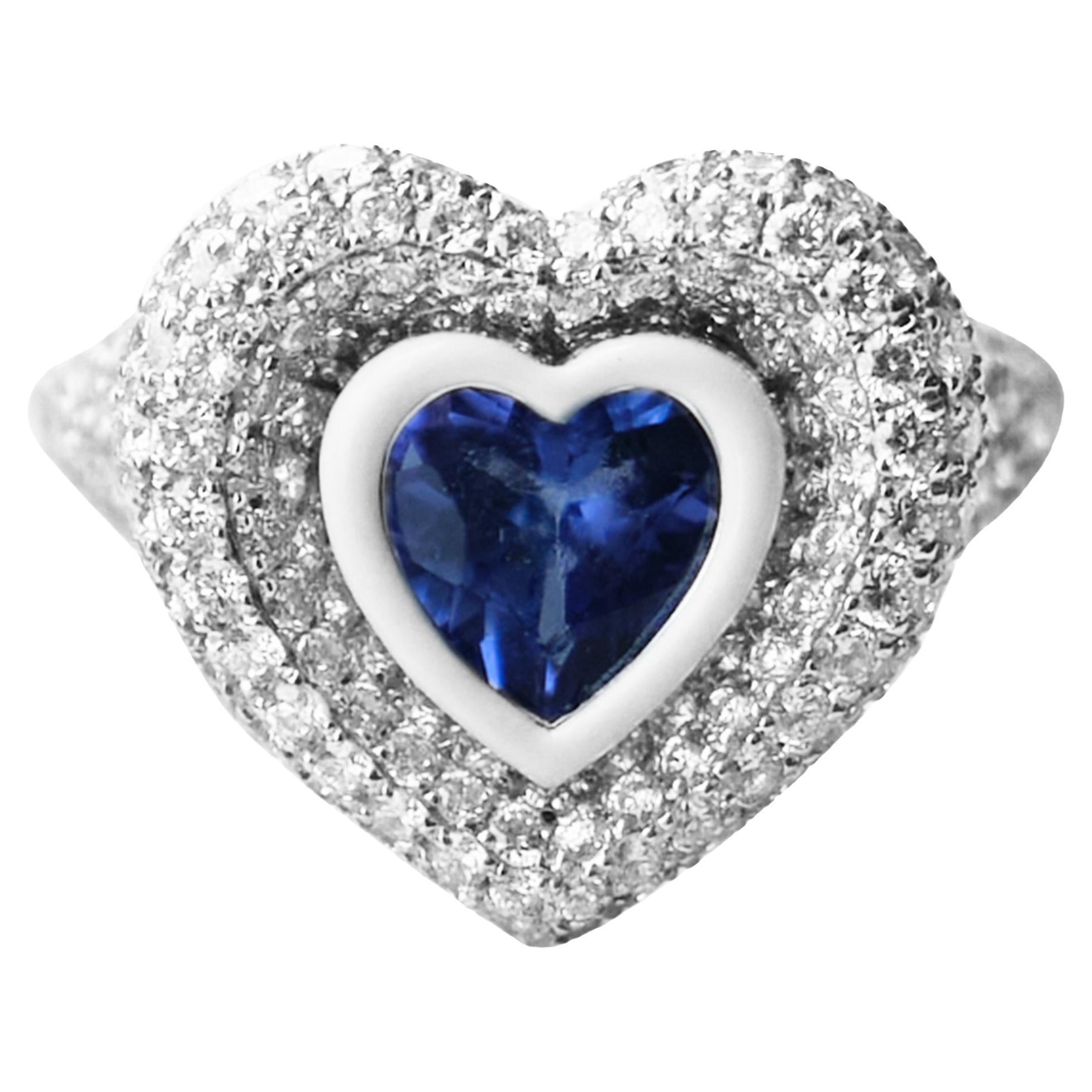 Kamyen, Heart Pinky Ring, Tanzanite Heart Cut, Fashion Ring 18K Gold