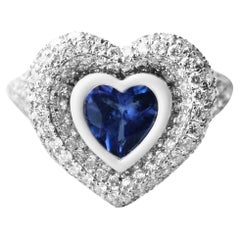 Vintage Kamyen, Heart Pinky Ring, Tanzanite Heart Cut, Fashion Ring 18K Gold