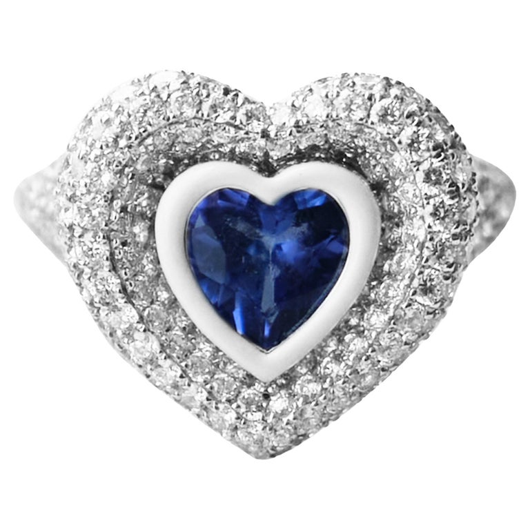 For Sale:  Kamyen, Heart Pinky Ring, Tanzanite Heart Cut, Fashion Ring 18K Gold