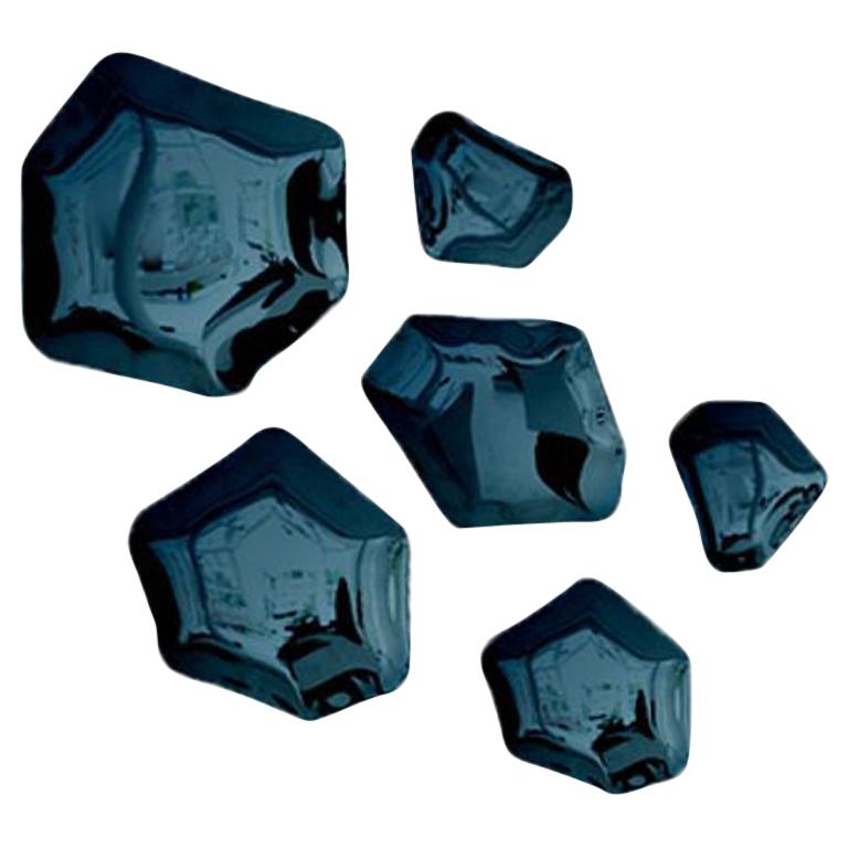Kamyki 6 Set polierter kosmischer blauer Kohlenstoffstahl-Hängeleuchter von Zieta