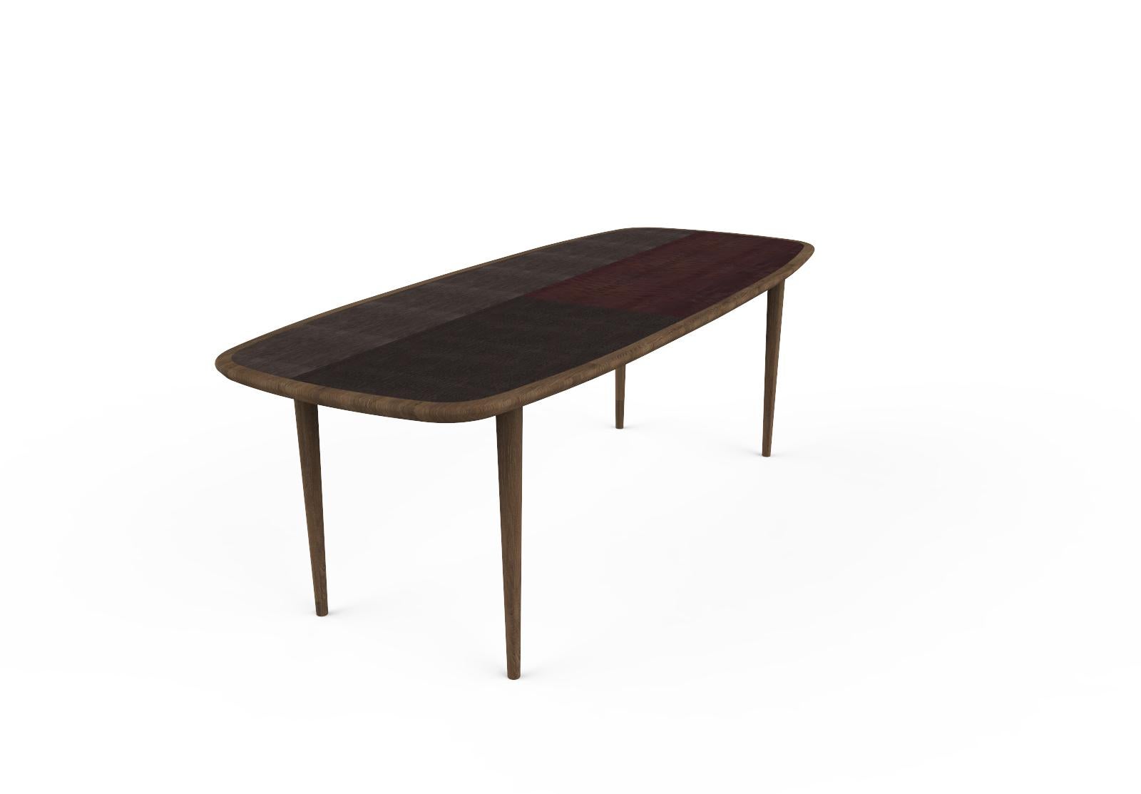 Kanan Luxury Dining Table, Walnut Canaletto Structure and Four Wooden Veneers In New Condition For Sale In Milano, IT