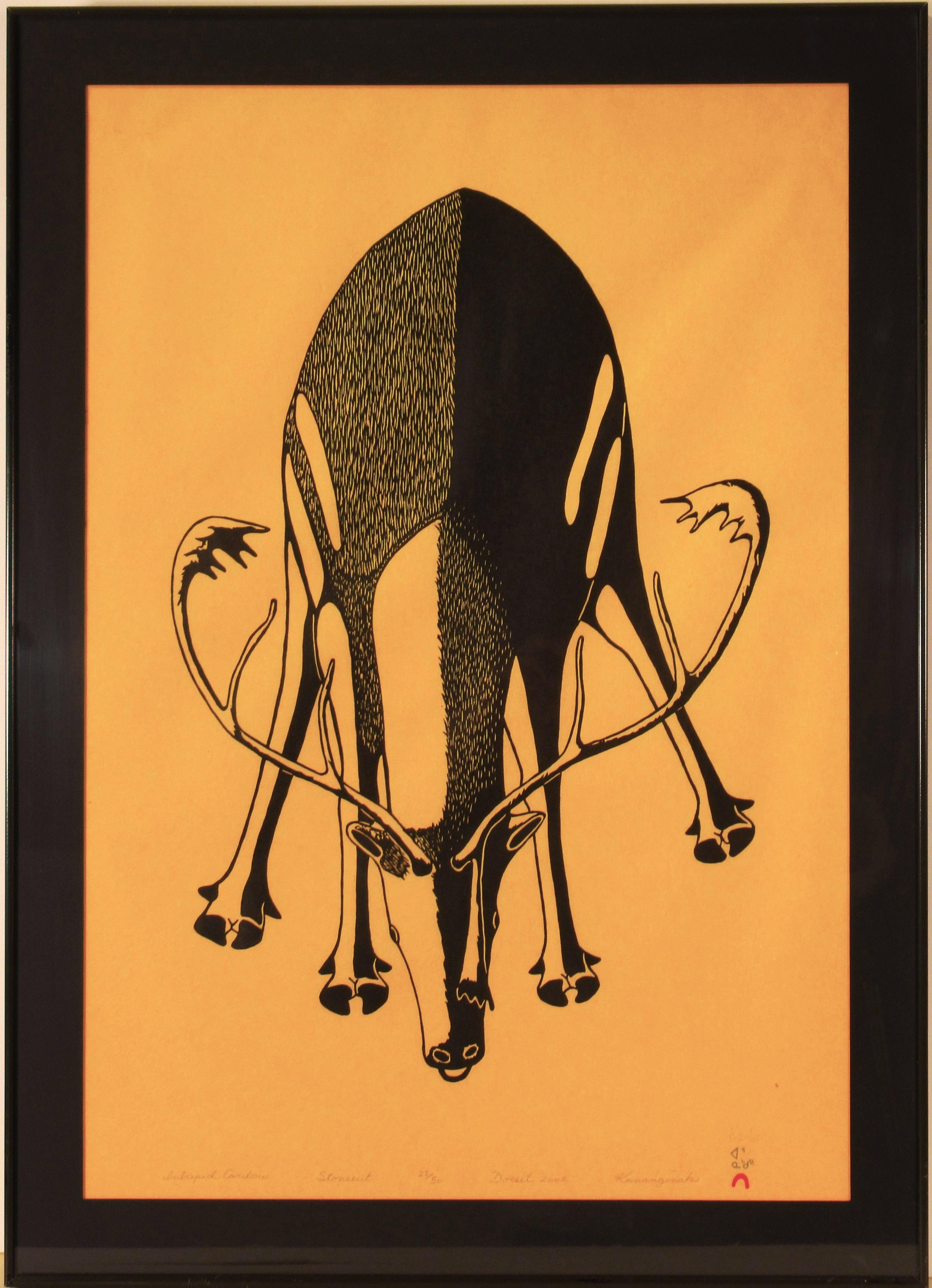 Kananginak Pootoogook Figurative Print - Intrepid Caribou