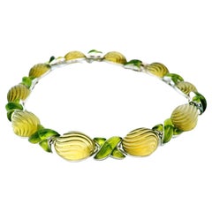 Kanaris 18K White Gold Fluted Topaz & Peridot Necklace