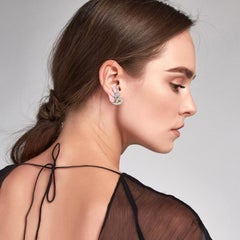 Kanaris 18 Karat Yellow Gold Angel Coral Diamond Swan Clip-On Earrings