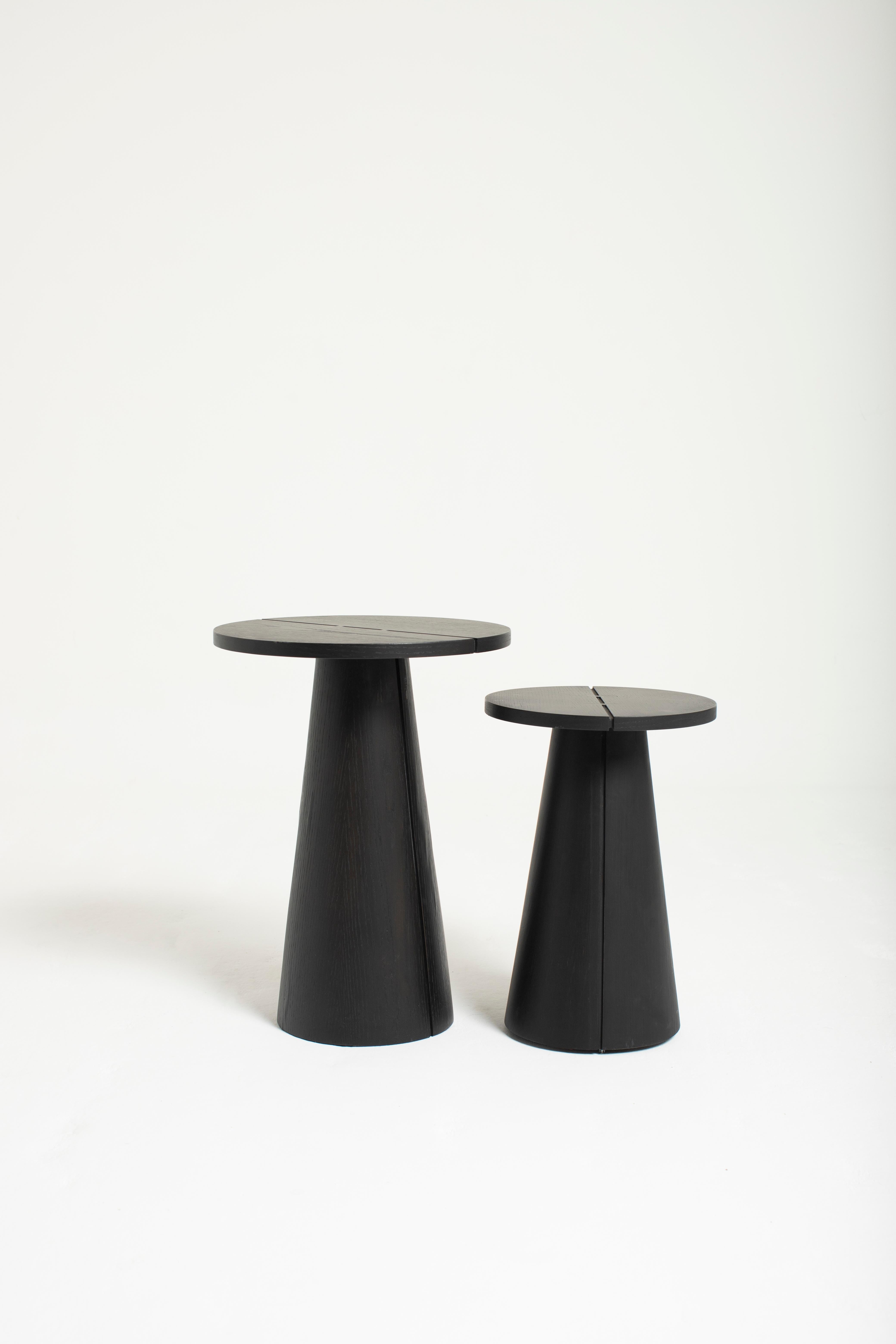 Modern Kanat Side Table with Distinctive Look, Smoked Oak, Small For Sale