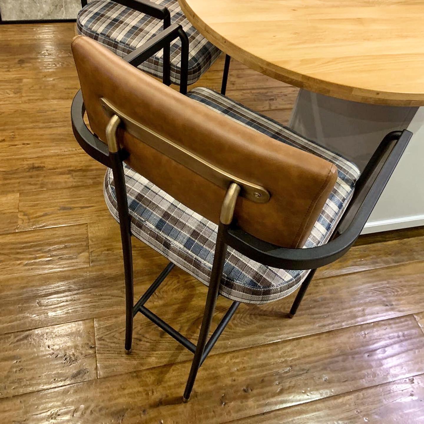 Bar Stool With Armrest, Upholstery, Metal  For Sale 1