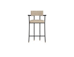 Bar Stool With Armrest, Upholstery, Metal
