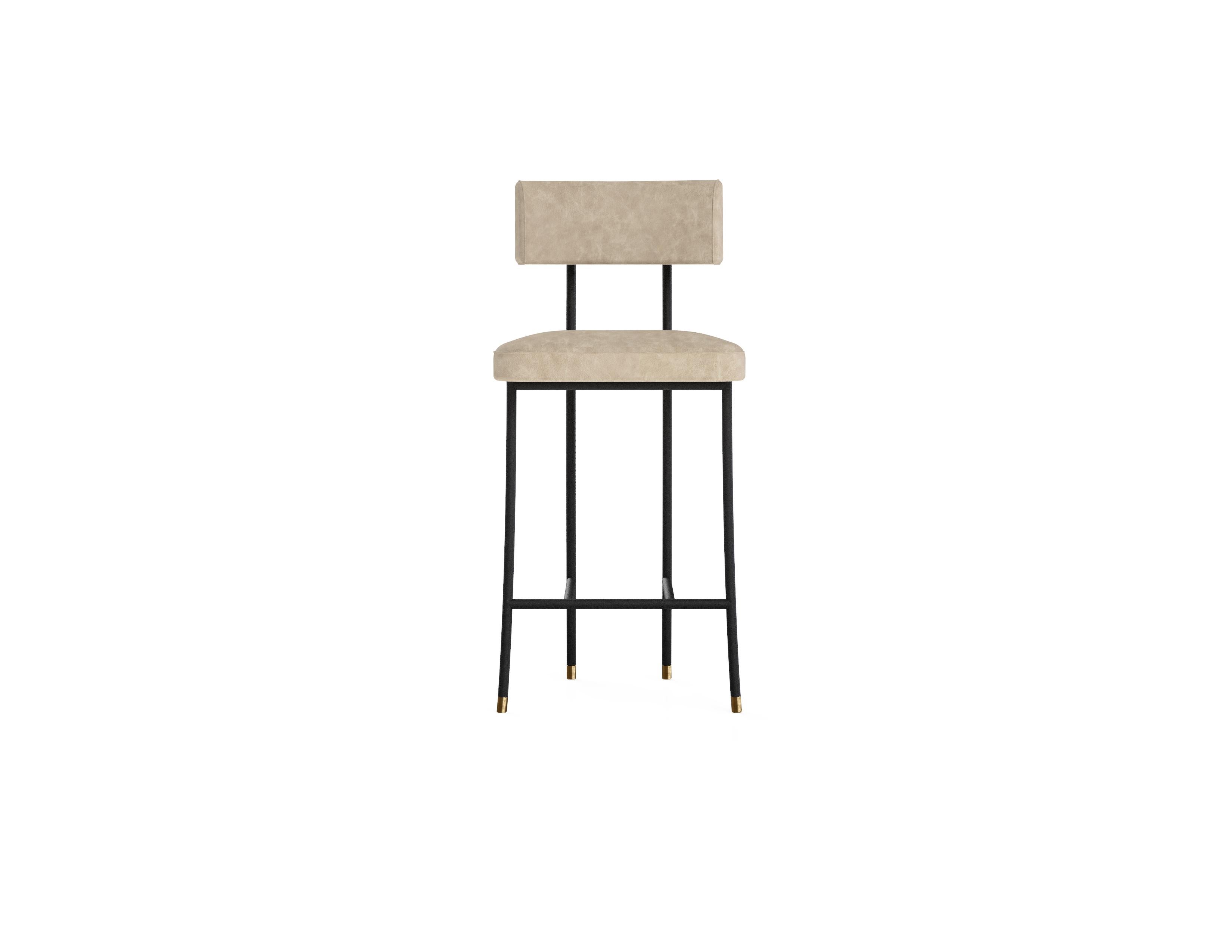 Bar Stool With Armrest, Upholstery, Metal  In New Condition For Sale In Maçka-İstanbul, 34