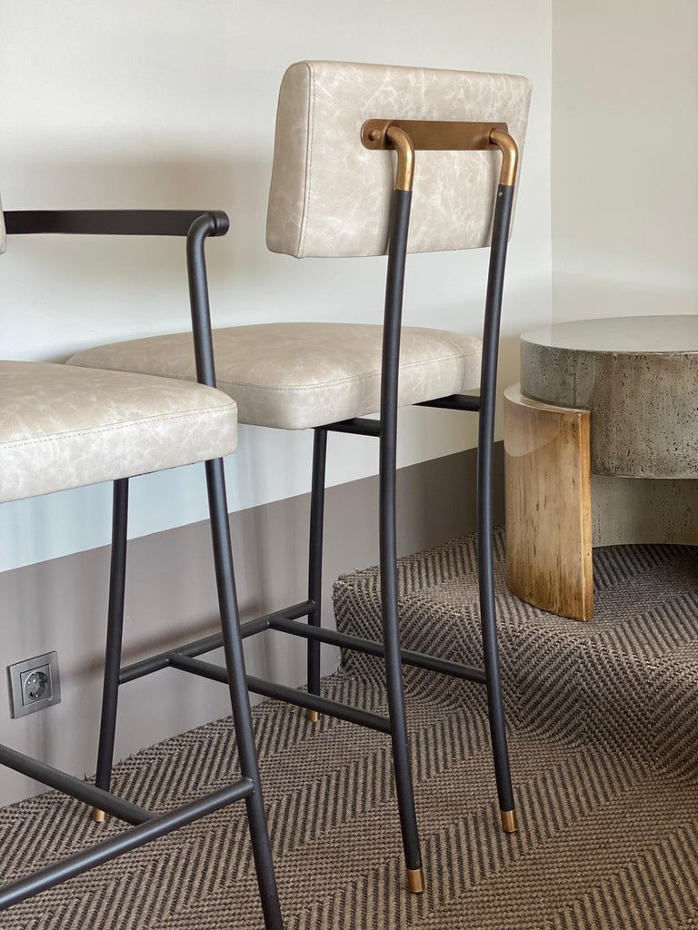 Upholstery Bar Stool With Armrest Kanat For Sale at 1stDibs