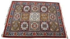 Indian Kandahar 100% Wool Geometric Area Rug Urn Vase Bakharti