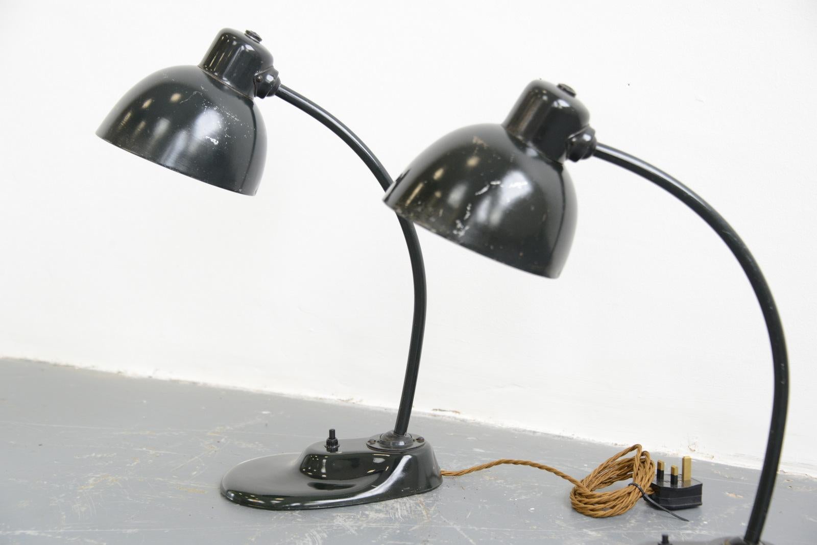 Steel Kandem 1115 Table Lamps with Pressed Glass Base