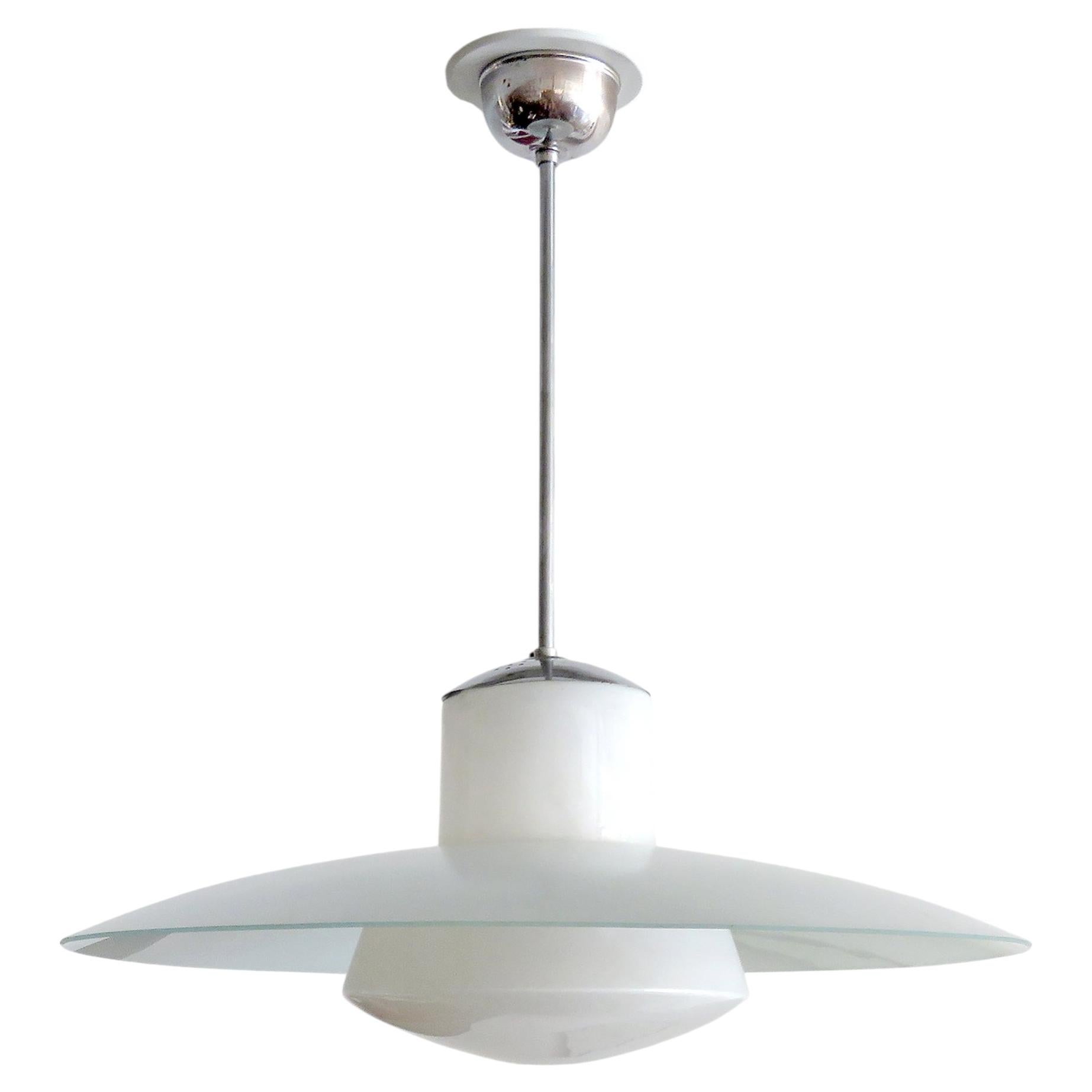 Lampe suspendue en verre Kandem, 1930