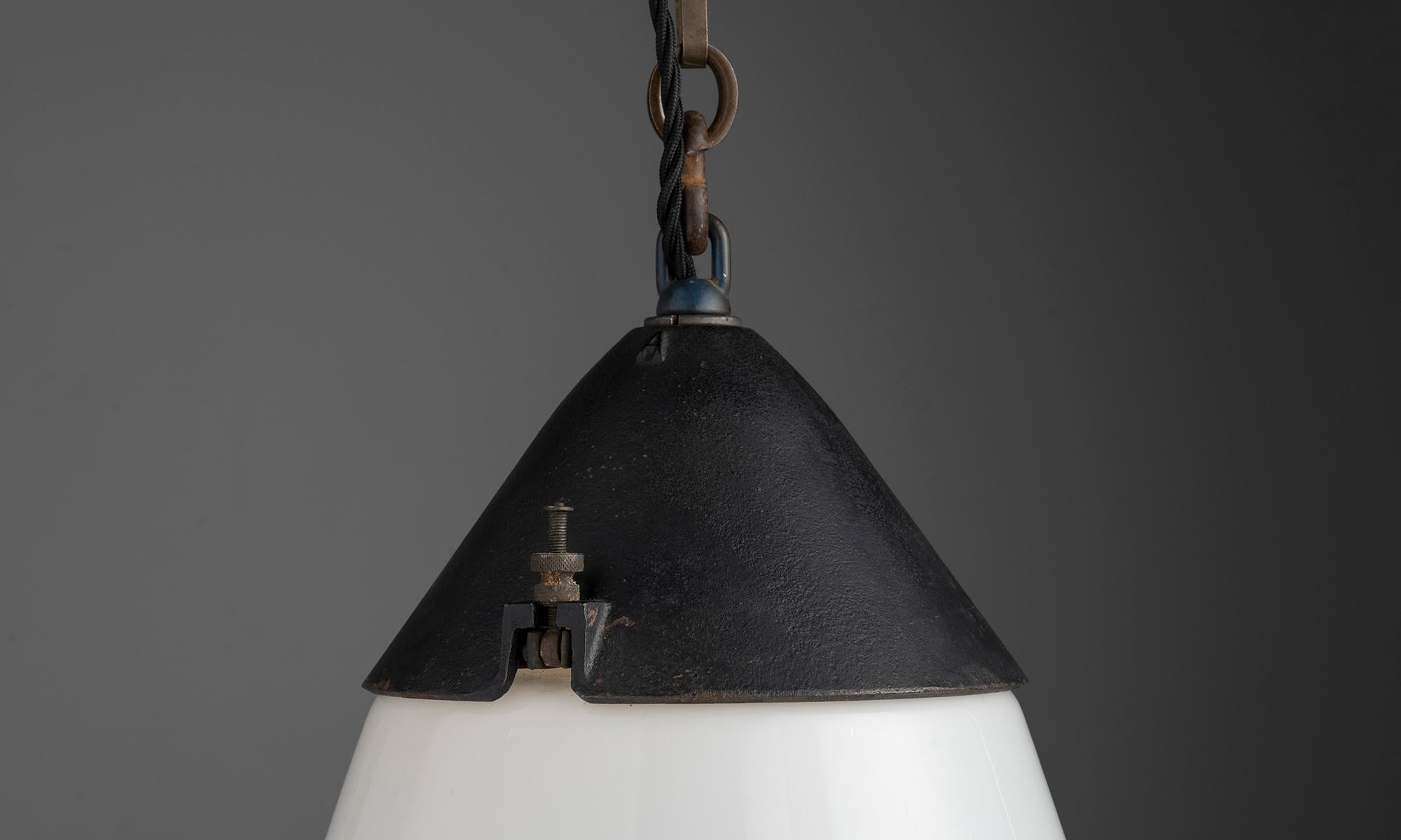 Kandem Opaline with Cast Iron Gallery, Germany circa 1930 In Good Condition For Sale In Culver City, CA