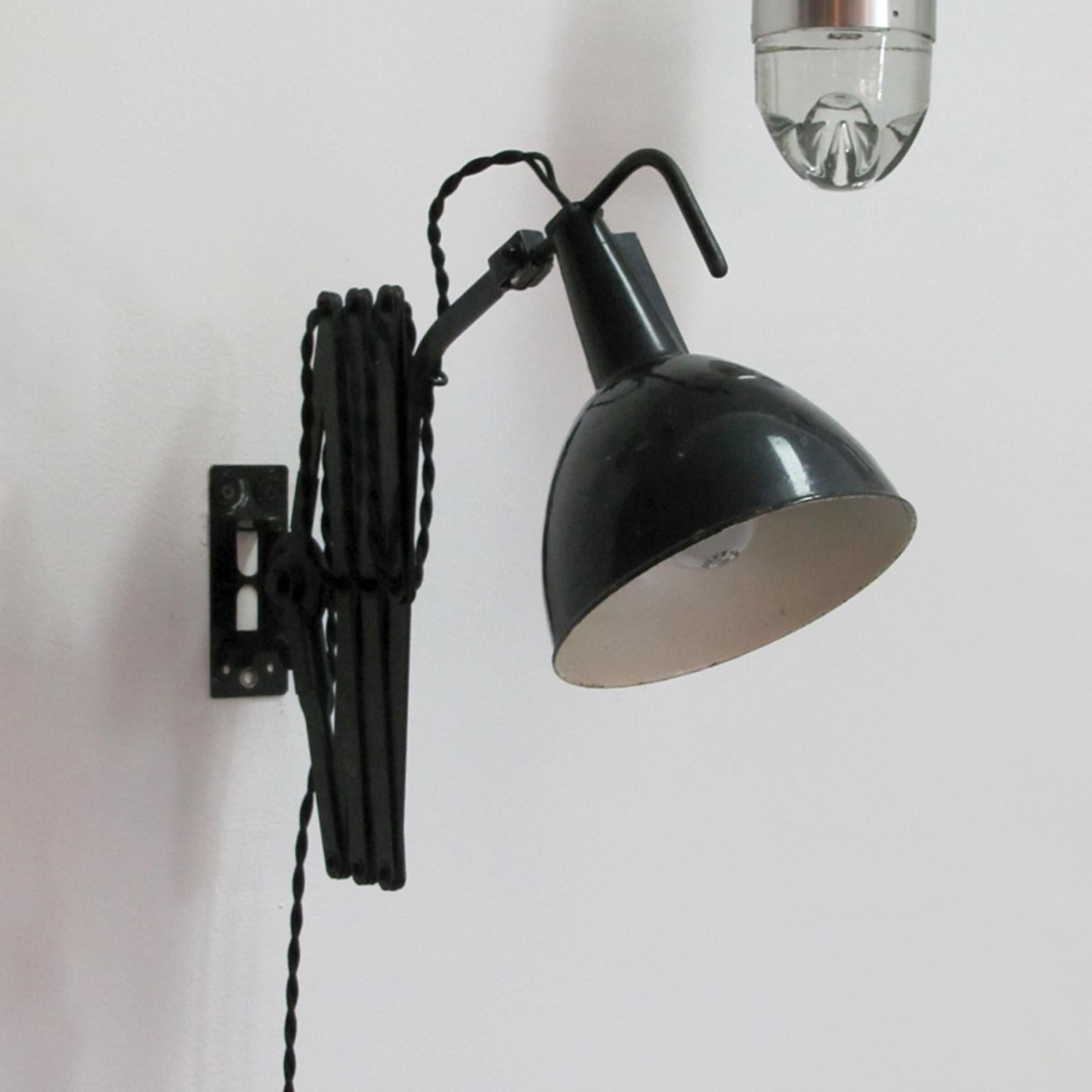 German Wilhelm Bader Scissor Wall Lamp, 1930 For Sale