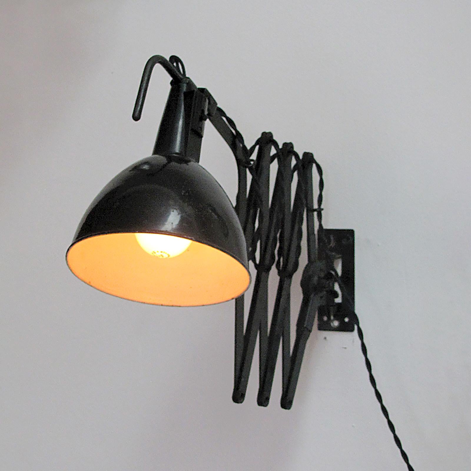 Metal Wilhelm Bader Scissor Wall Lamp, 1930 For Sale