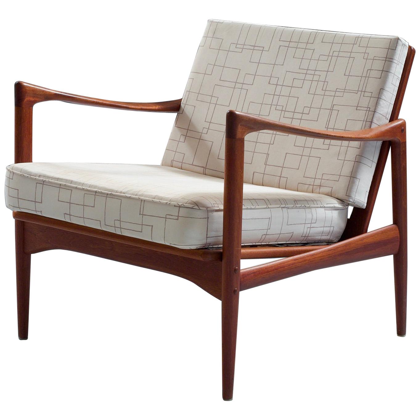 'Kandidaten' Chair by Ib Kofod-Larsen in Teak and Fabric for OPE, Sweden, 1960s