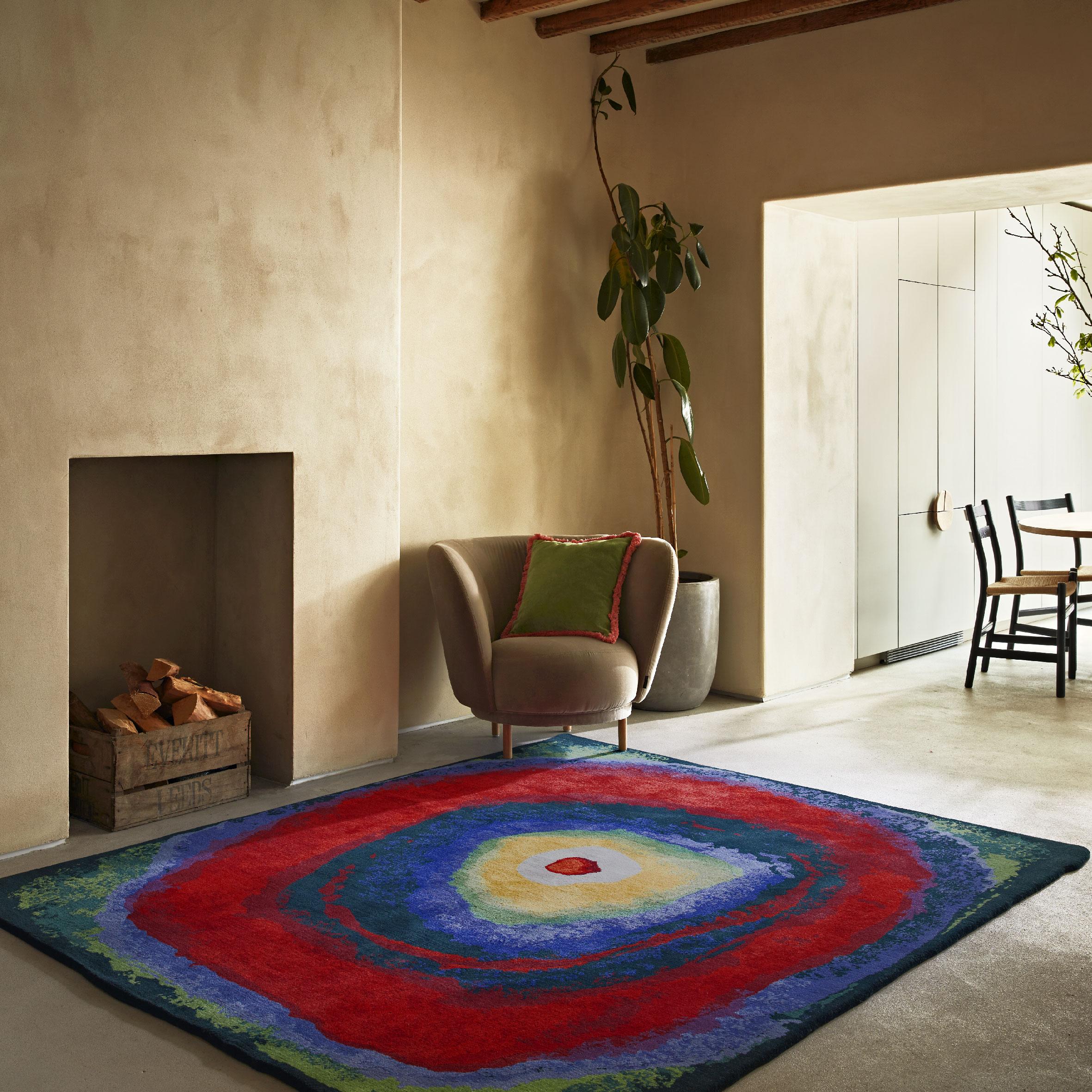 The Kandinsky Collection is a limited edition series of 3 colourful art rugs which feature painterly circular motifs woven in hand-dyed 100% New Zealand wool yarn which pay homage to Wassily Kandinsky’s vibrant palette and style.

Sonya’s love for