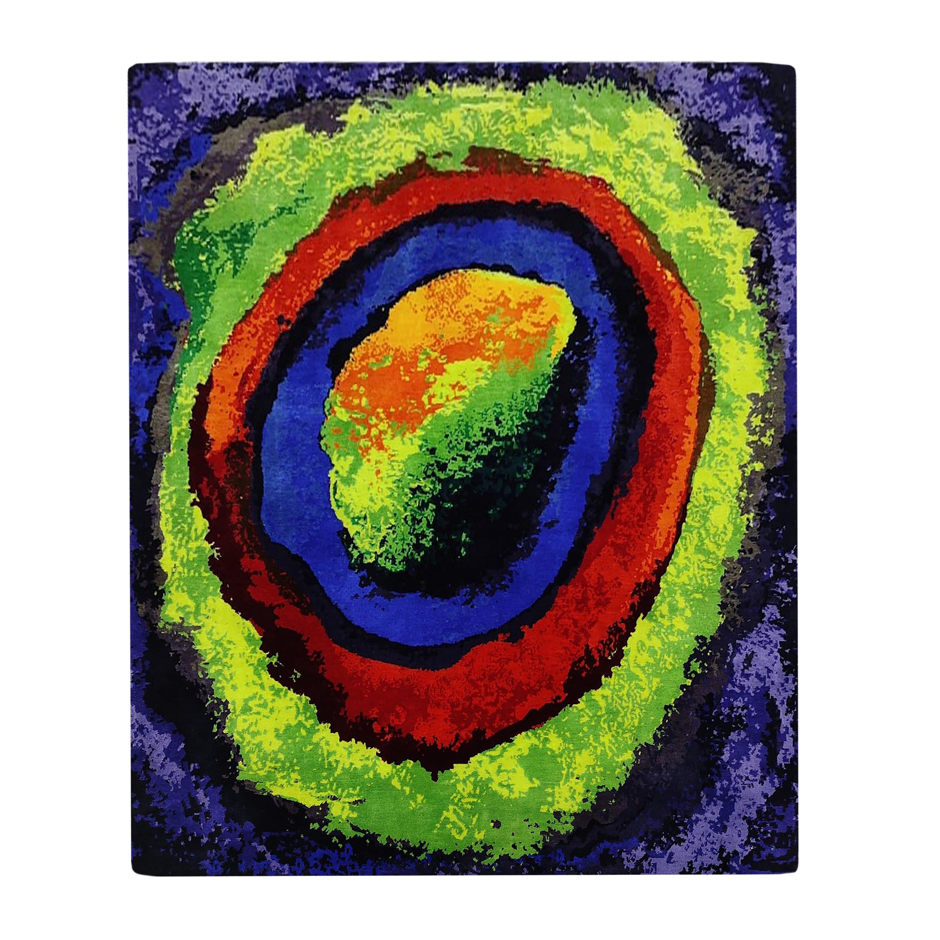 Kandinsky 2 Handgeknüpfter, moderner, rechteckiger, moderner, bemalter Teppich Großformat im Zustand „Neu“ im Angebot in London, GB