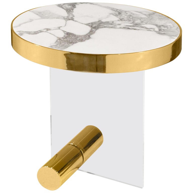 Kandinsky Contemporary Round Side Table In Marble With Acrylic Base Kandinsky Contemporary Round Side Table In Marble With Acrylic Base Gold Metal For