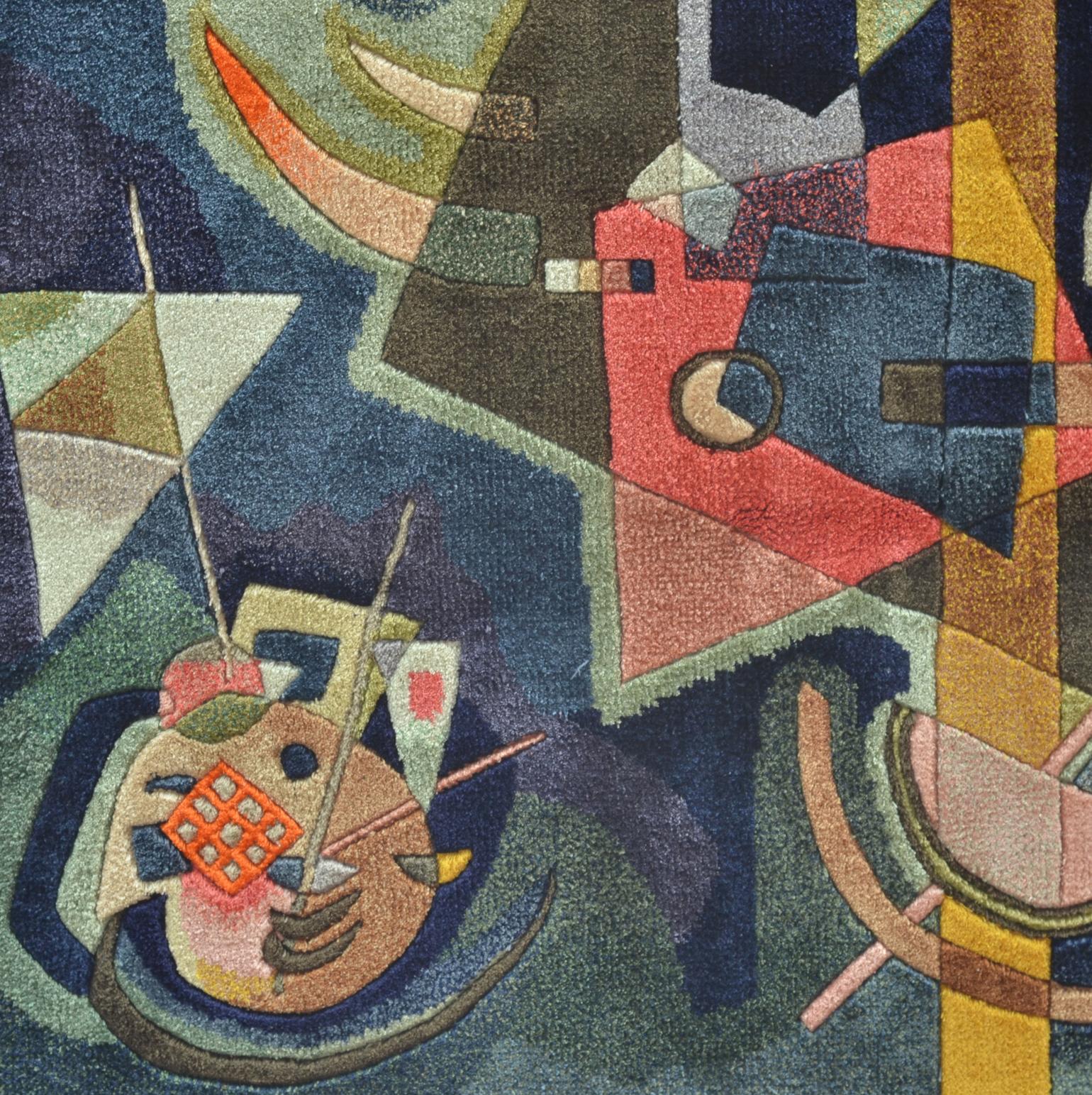 Expressionist Kandinsky Silk Woven Wall Tapestry by Carpet Weavers Accociation