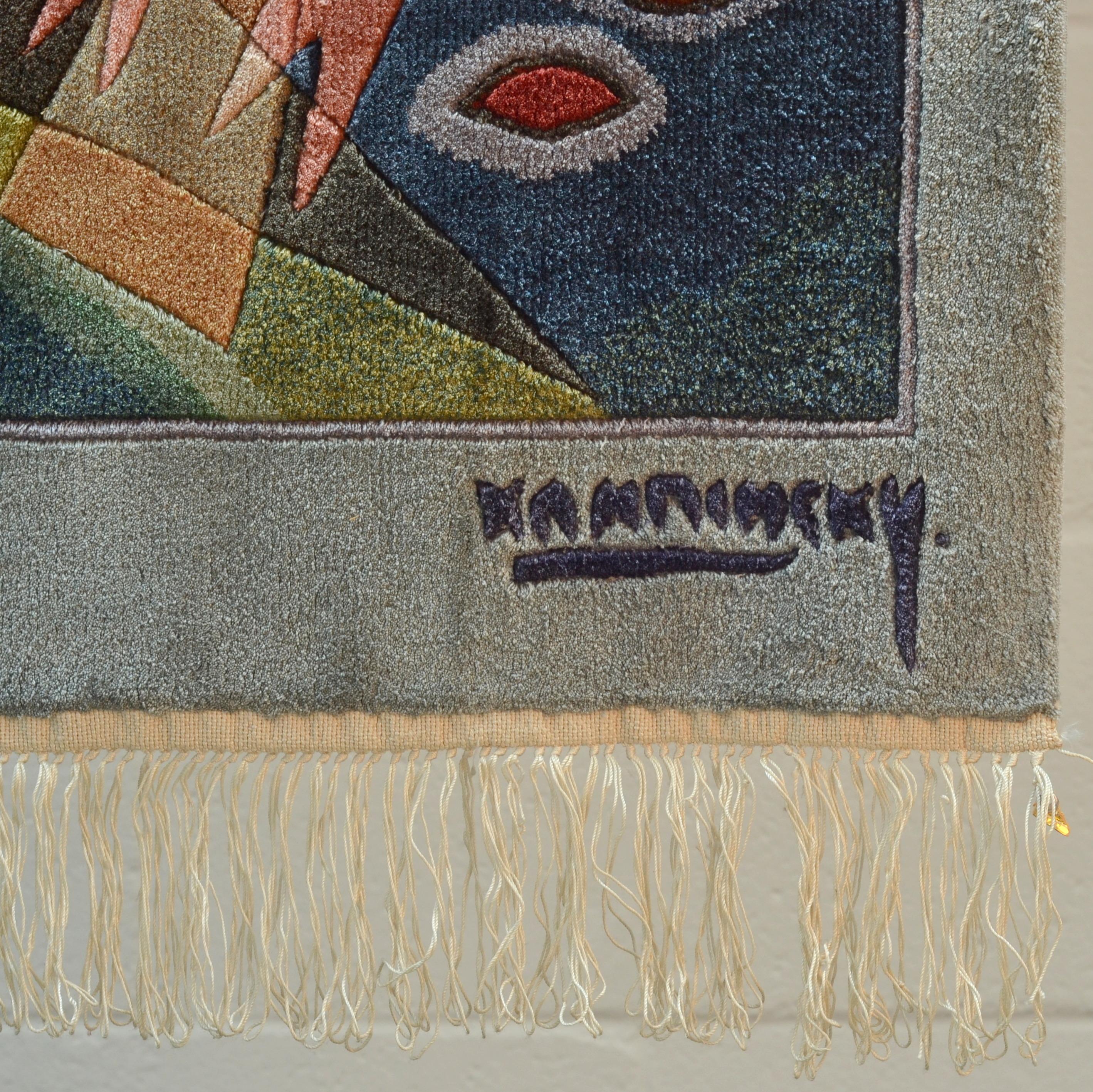 Kandinsky Silk Woven Wall Tapestry by Carpet Weavers Accociation In Excellent Condition In London, GB