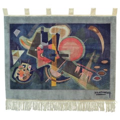 Vintage Kandinsky Silk Woven Wall Tapestry by Carpet Weavers Accociation
