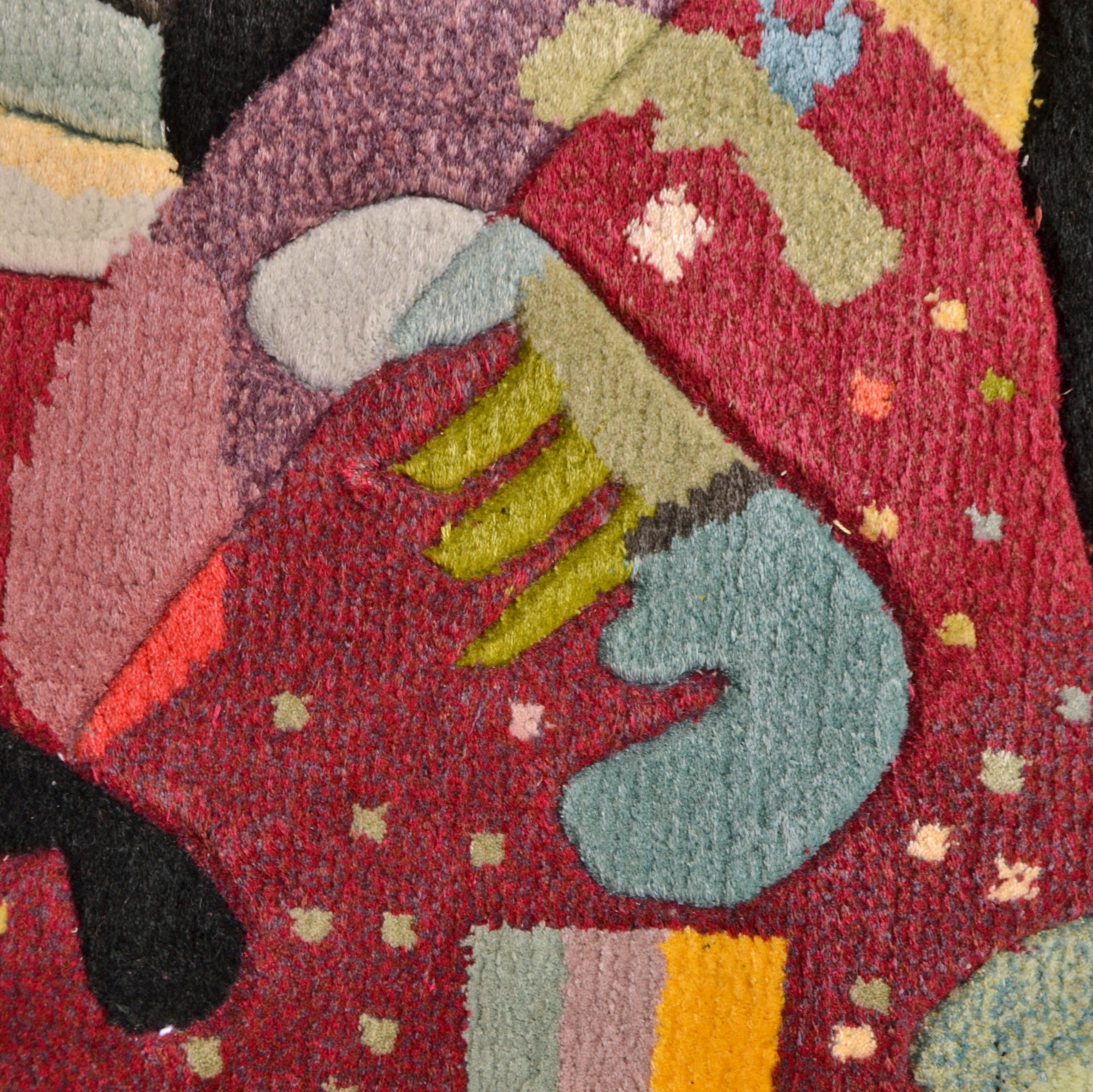 Expressionist Kandinsky Silk Woven Wall Tapestry by Carpet Weavers Association