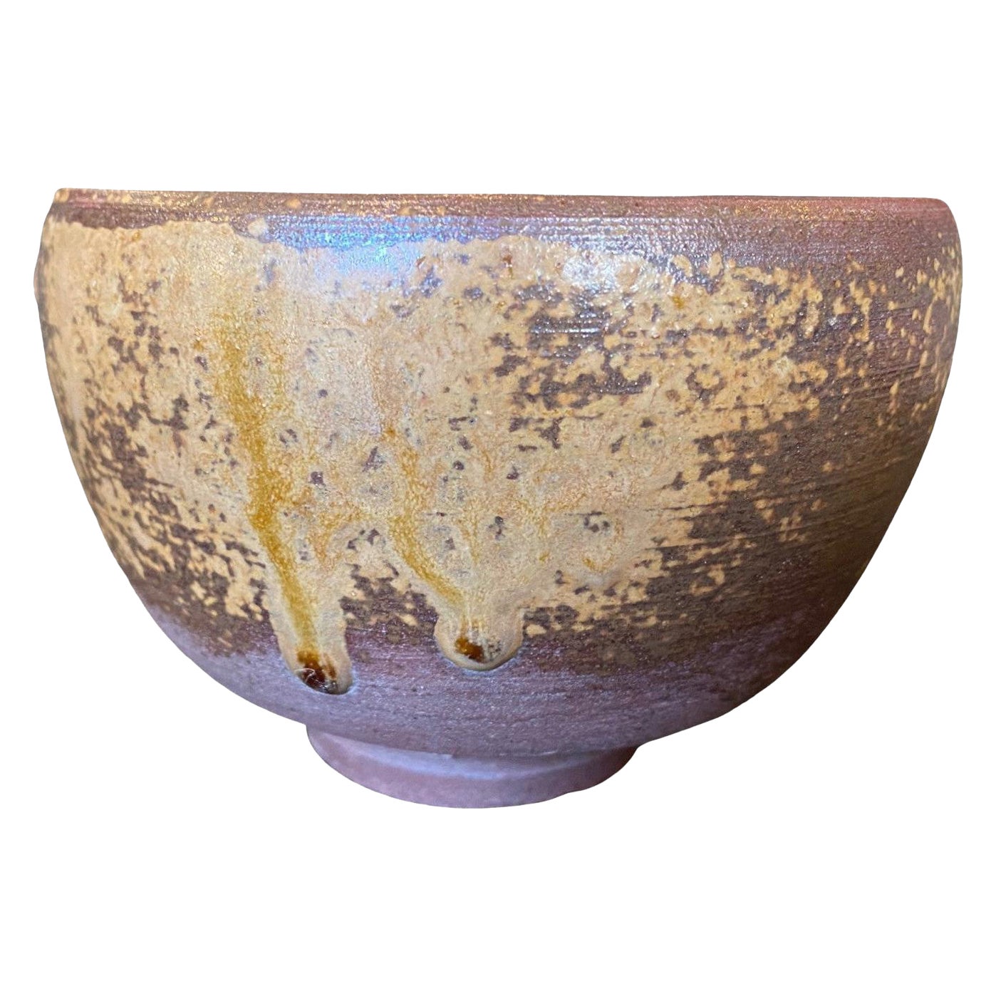 Tazón de té Chawan de cerámica Bizen firmado por Kaneshige Toyo Tesoro Nacional Japonés