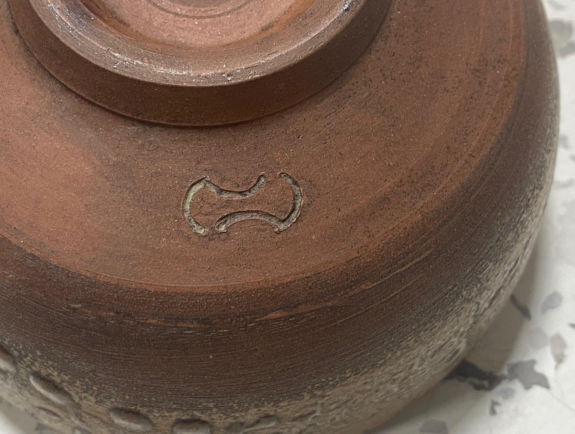 Kaneshige Toyo National Treasure Signed Japanese Bizen Pottery Chawan Tea Bowl For Sale 4