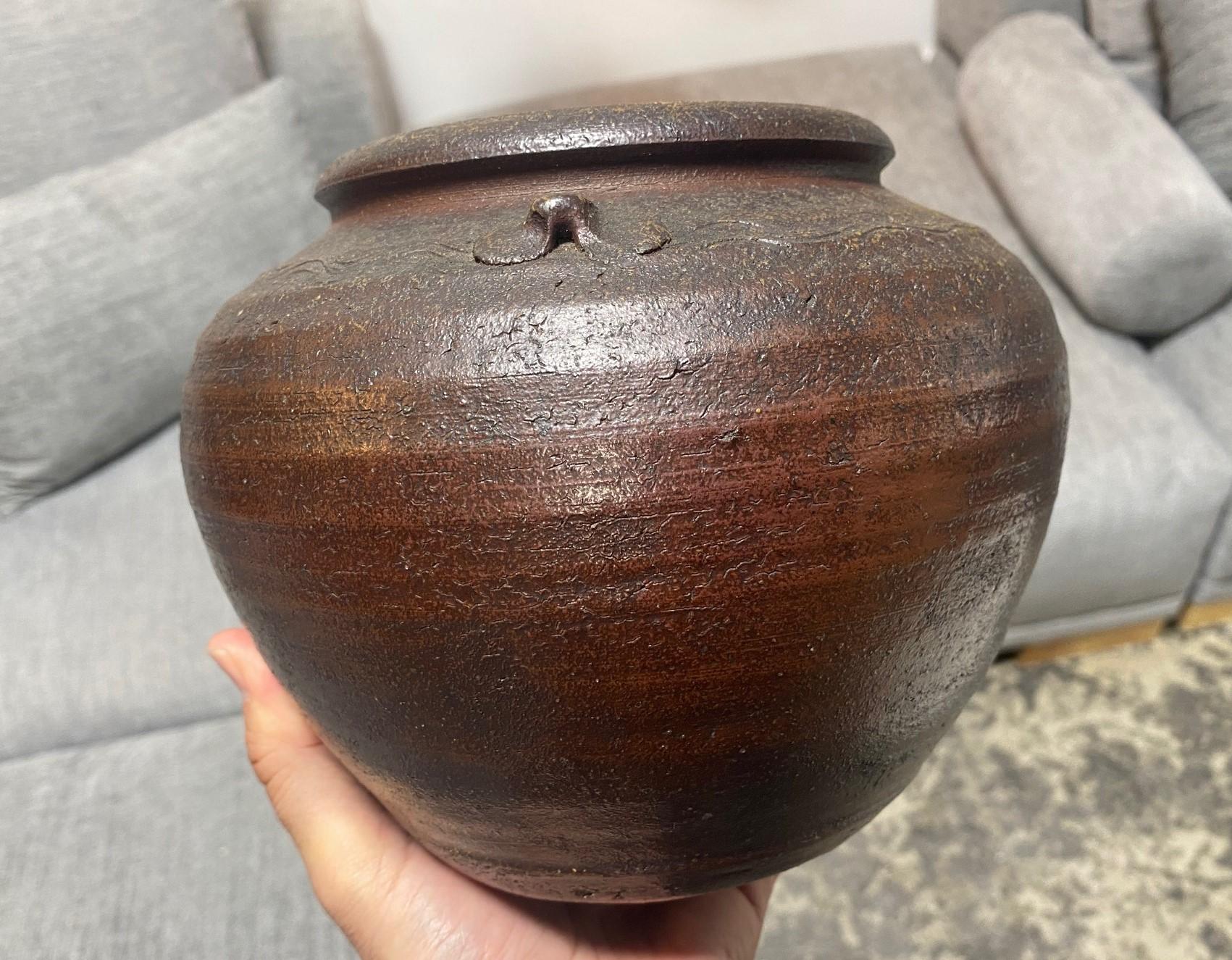 Kaneshige Toyo National Treasure Signed Japanese Bizen Pottery Tsubo Jar Vase For Sale 8