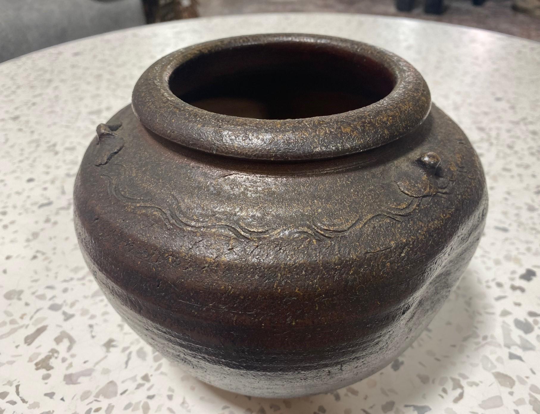 Fired Kaneshige Toyo National Treasure Signed Japanese Bizen Pottery Tsubo Jar Vase For Sale