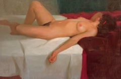 Vintage "Reclining Nude", Oil Painting