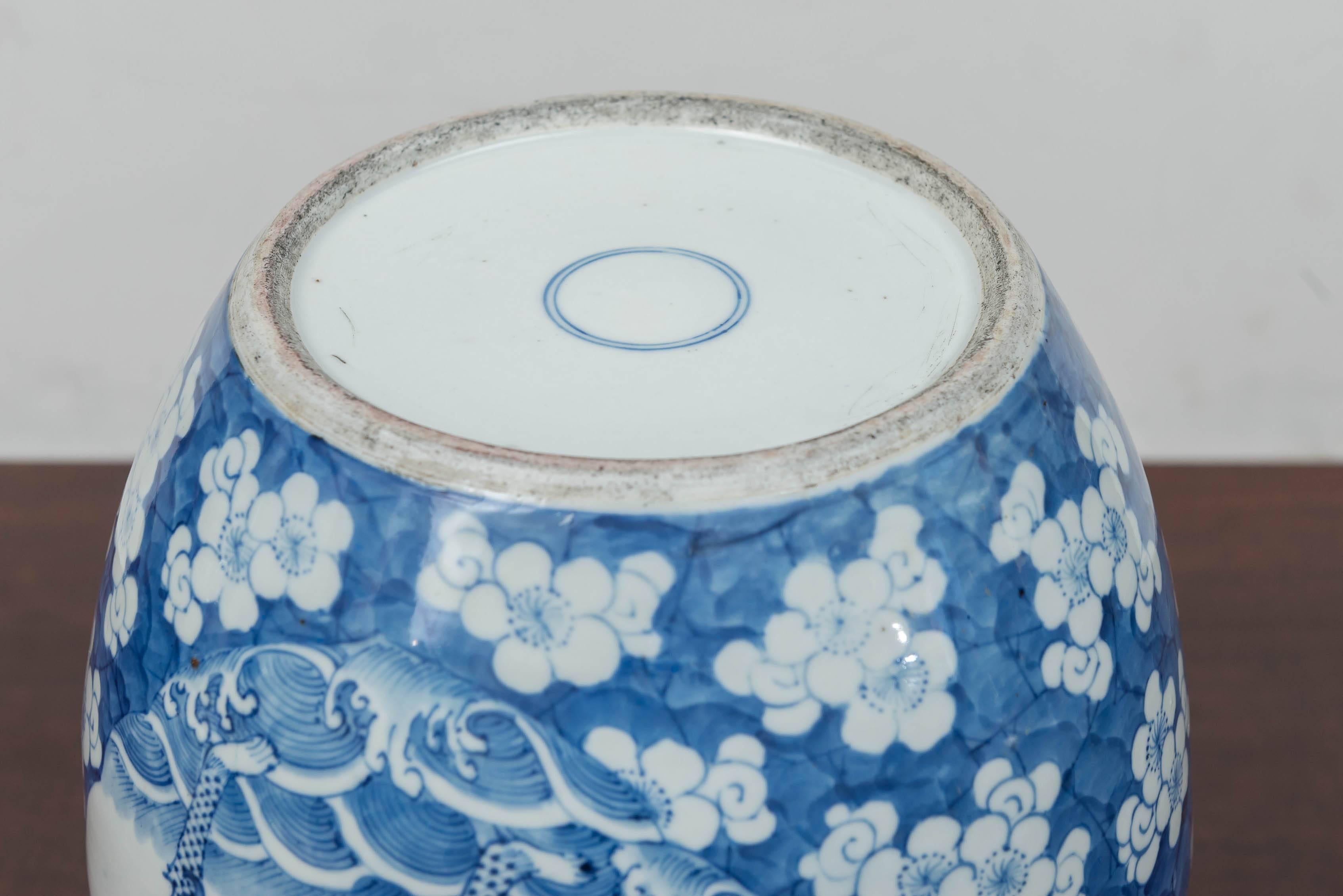 Fired K'ang Hsi Style Blue and White Jar, circa 1880
