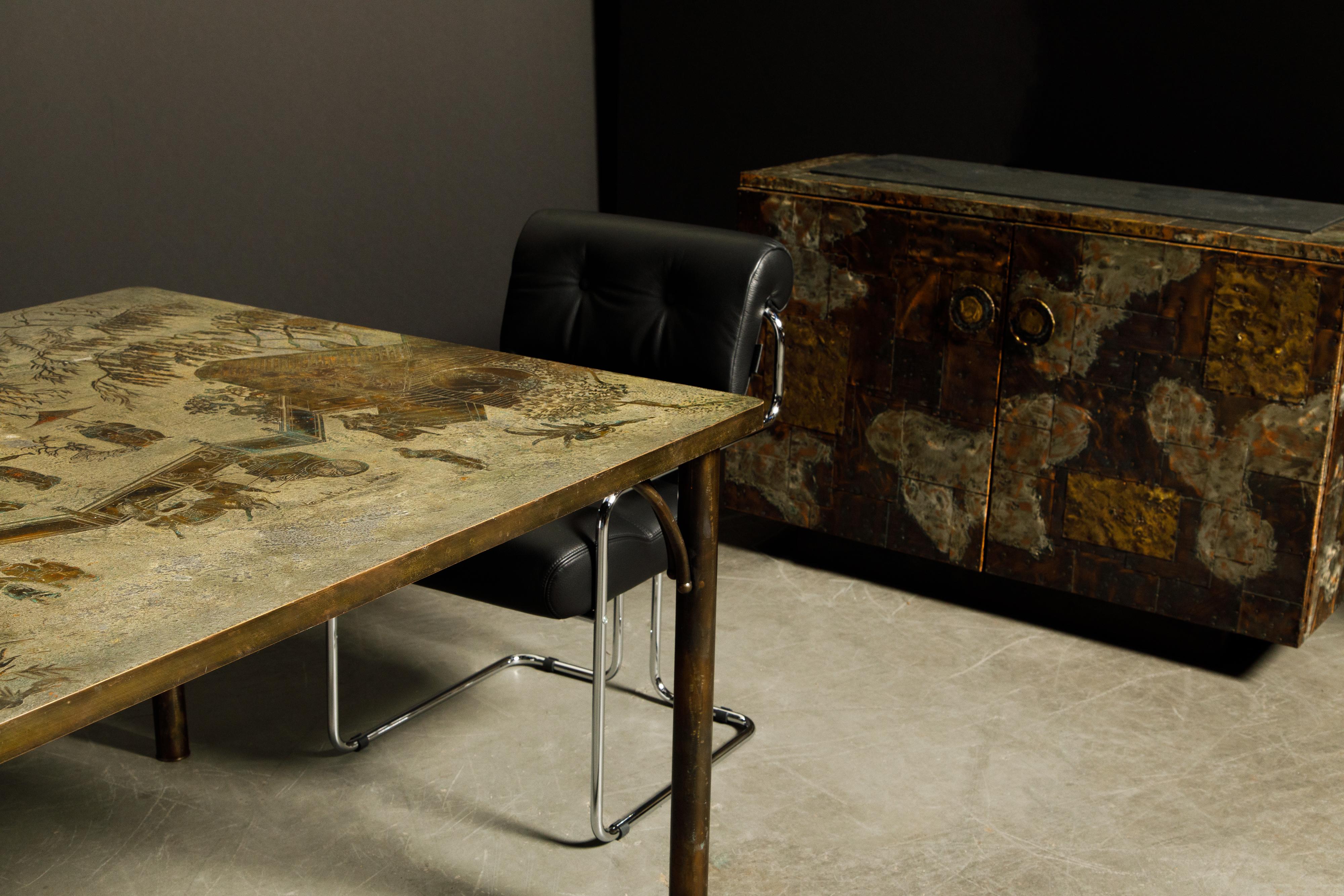 'Kang Tao' Bronze Dining Table by Philip and Kelvin LaVerne, c. 1965, Signed For Sale 1