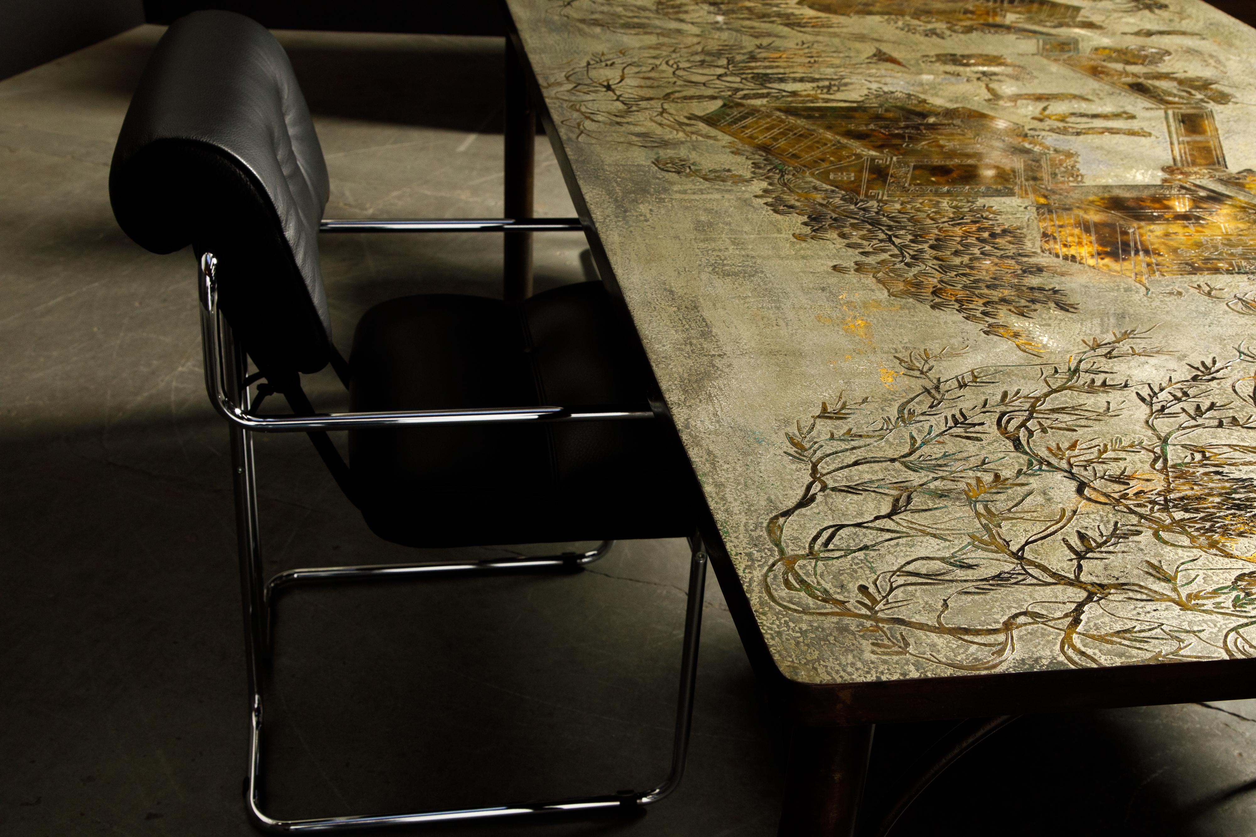 'Kang Tao' Bronze Dining Table by Philip and Kelvin LaVerne, c. 1965, Signed For Sale 2