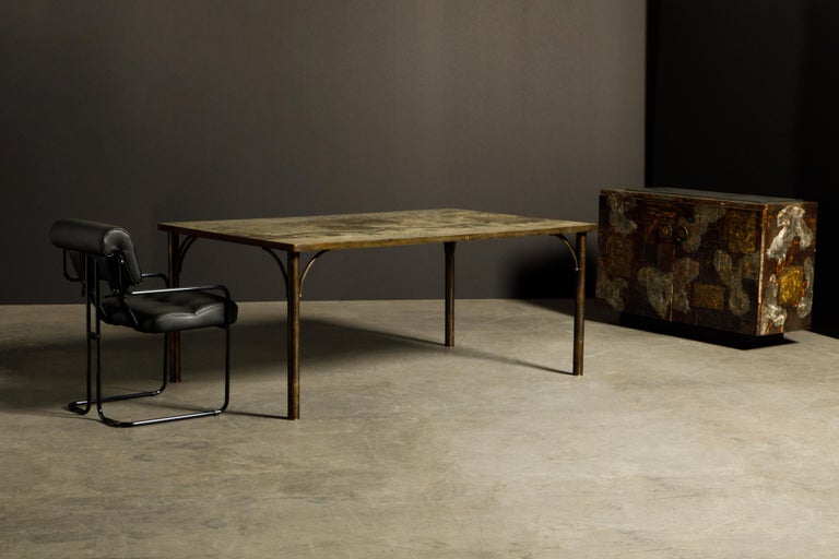 For collectors of Philip and Kelvin LaVerne, the pièce de résistance is this highly coveted double-signed 'Kang Tao' dining table. Given so few LaVerne's were made as dining tables, most of their production were in coffee and cocktail tables, to
