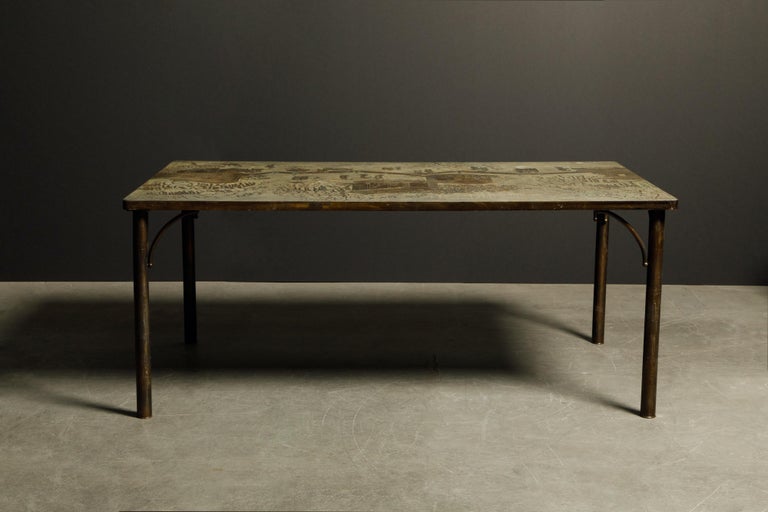 Mid-Century Modern 'Kang Tao' Bronze Dining Table by Philip and Kelvin LaVerne, c. 1965, Signed For Sale