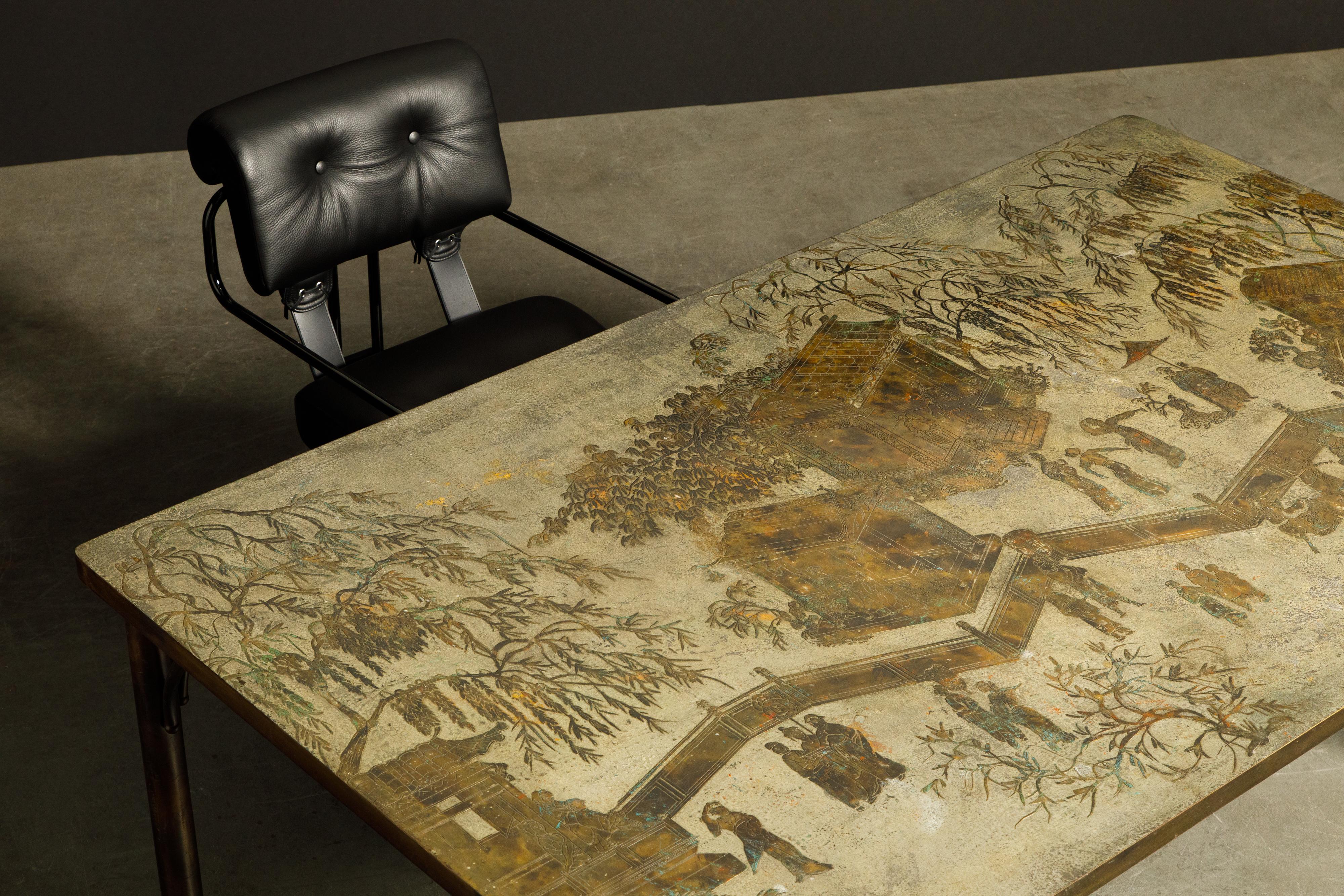 American 'Kang Tao' Bronze Dining Table by Philip and Kelvin LaVerne, c. 1965, Signed For Sale