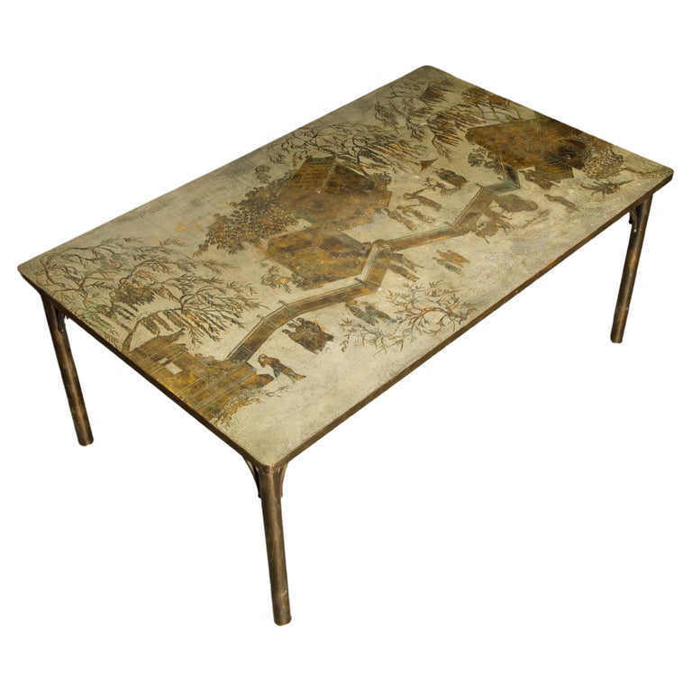 'Kang Tao' Bronze Dining Table by Philip and Kelvin LaVerne, c. 1965, Signed For Sale
