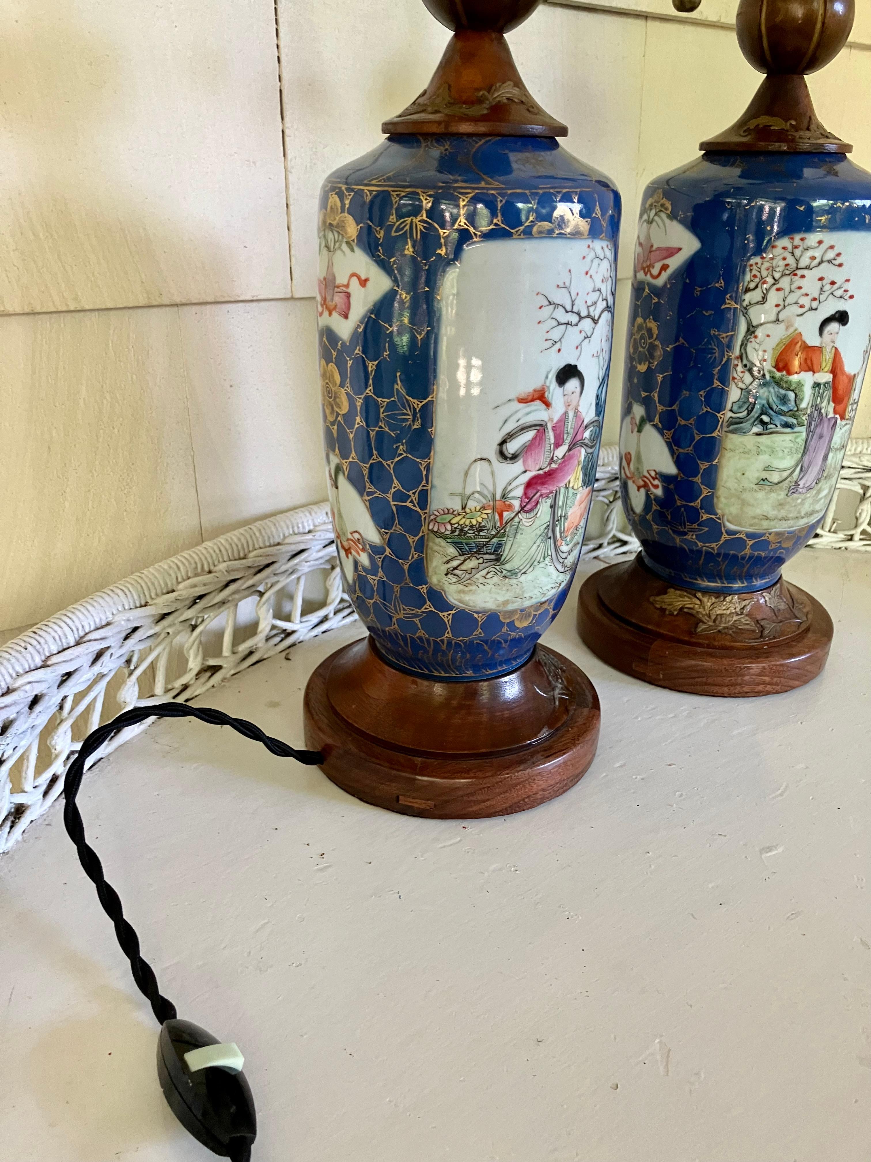 Lampes à vase Kangxi bleu doré Bon état - En vente à New York, NY