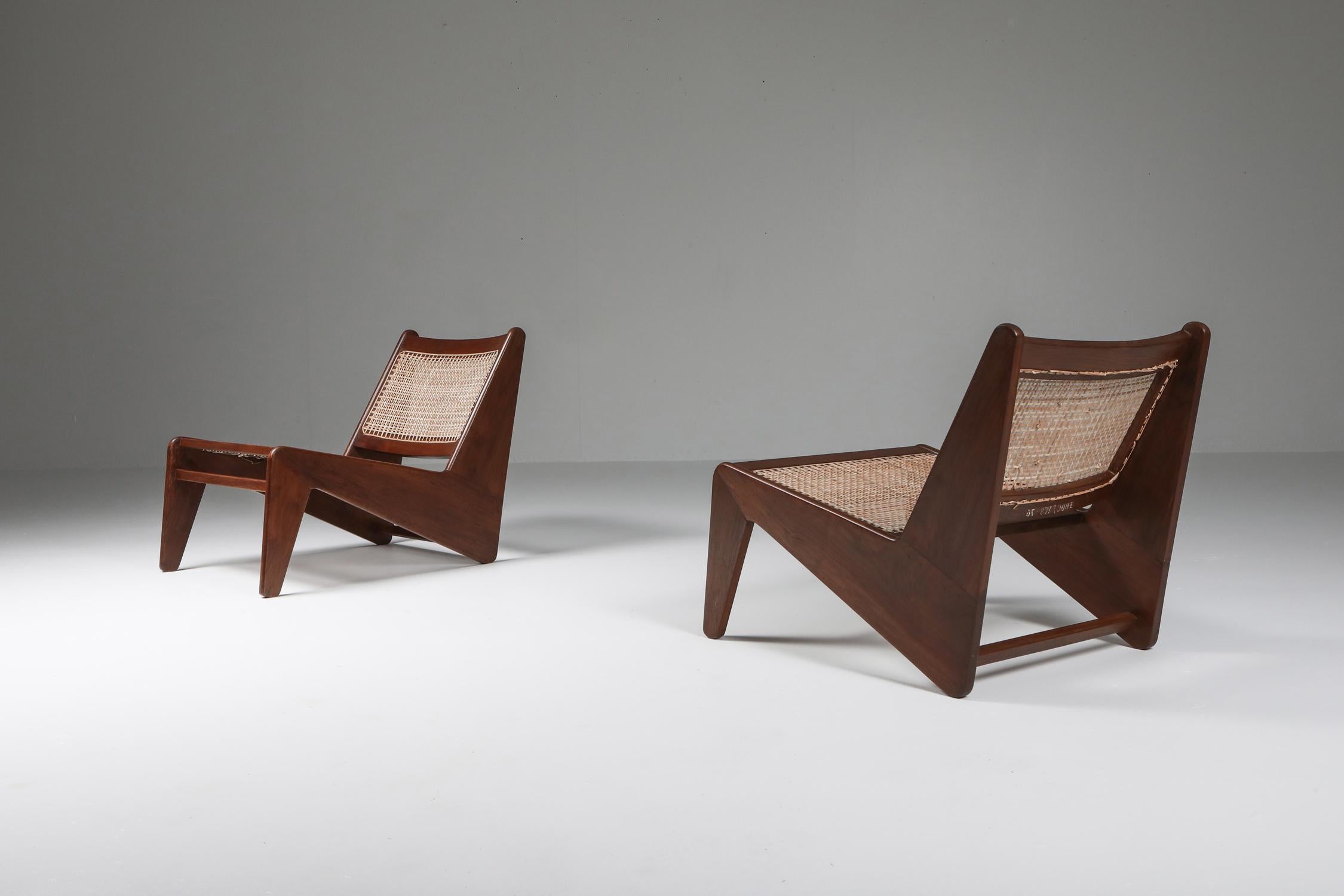 Mid-Century Modern Kangaroo Chairs PJ-SI-59 by Pierre Jeanneret, Chandigarh, 1955 For Sale