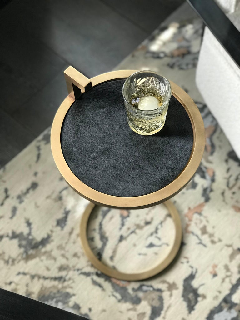 Contemporary Art Deco Inspired Kangaroo Martini Table Round Shape in Brass Tint