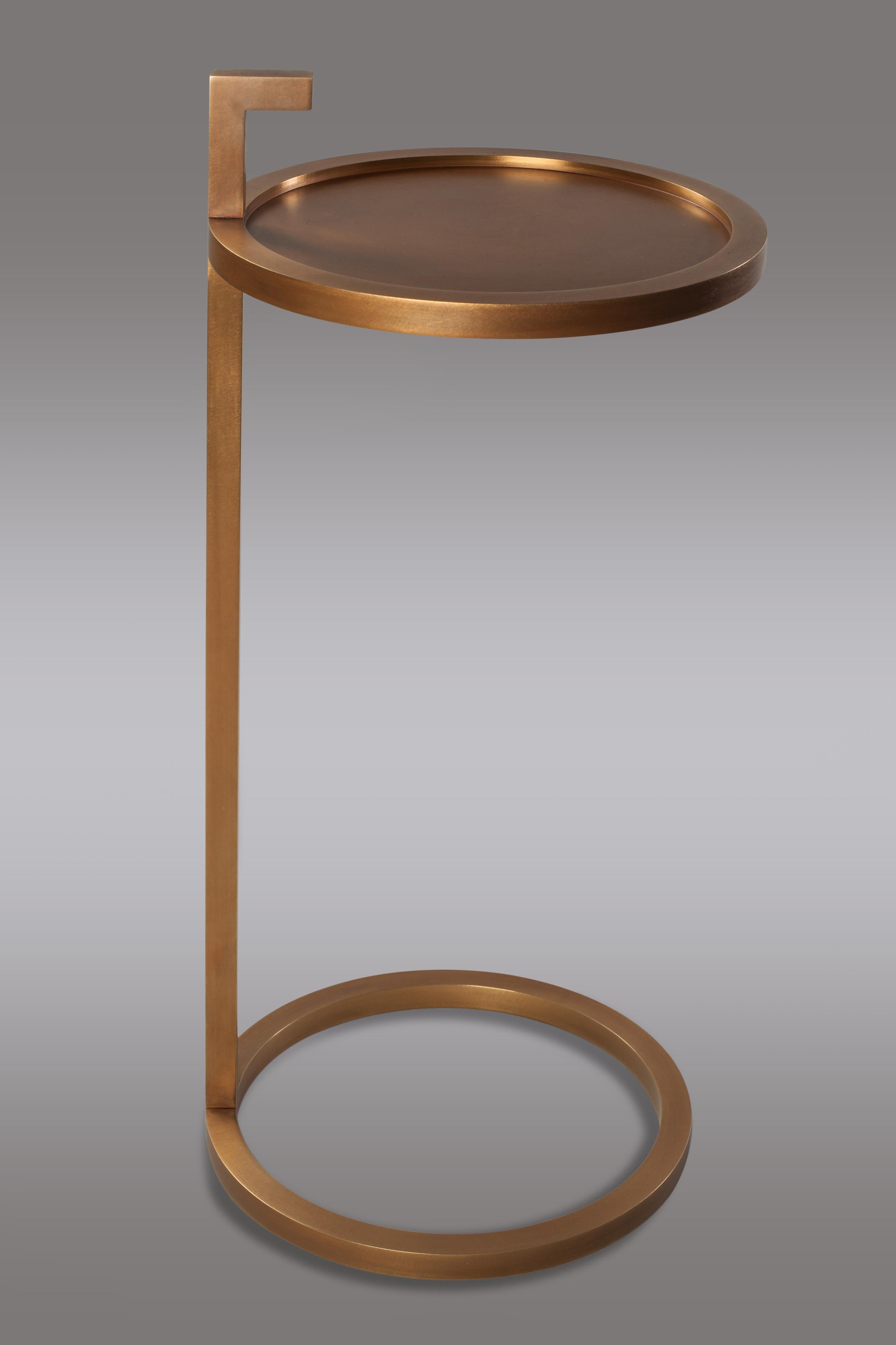 Contemporary Art Deco Inspired Kangaroo Martini Table Round Shape in Brass Tint