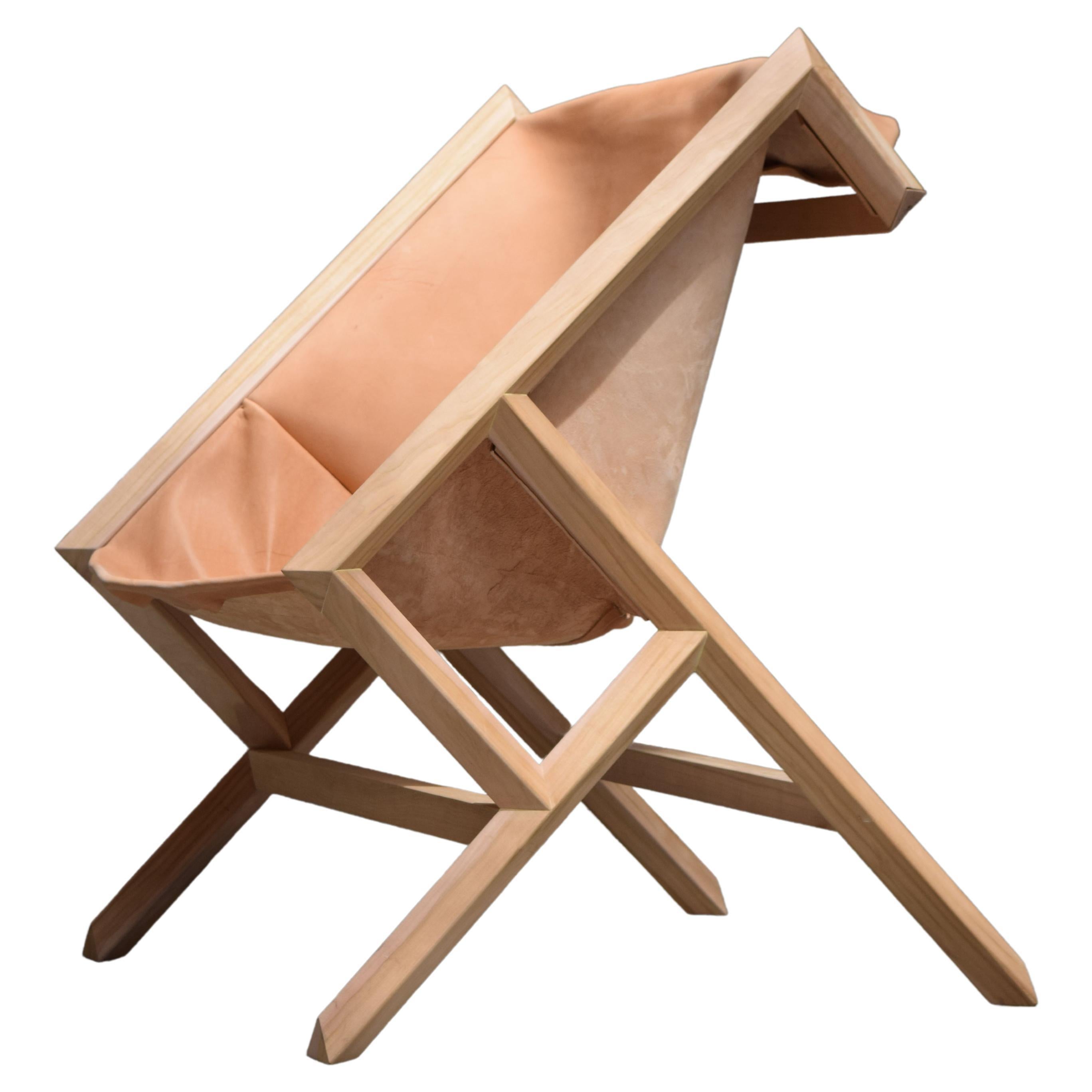 Lounge chair in wood and leather from Patagonia, model Kanguro For Sale
